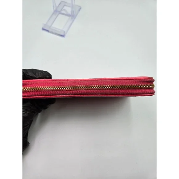 PRADA Milano fuchsia Quilted Zip Around Continental Wallet Ladies Authentic - Picture 11 of 14